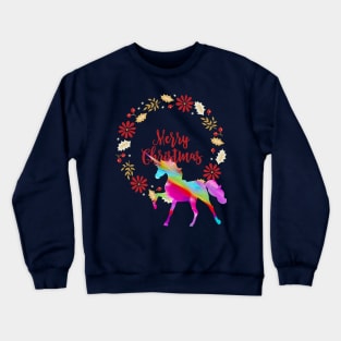 Unicorn Christmas Wreath (rainbow horse) Crewneck Sweatshirt